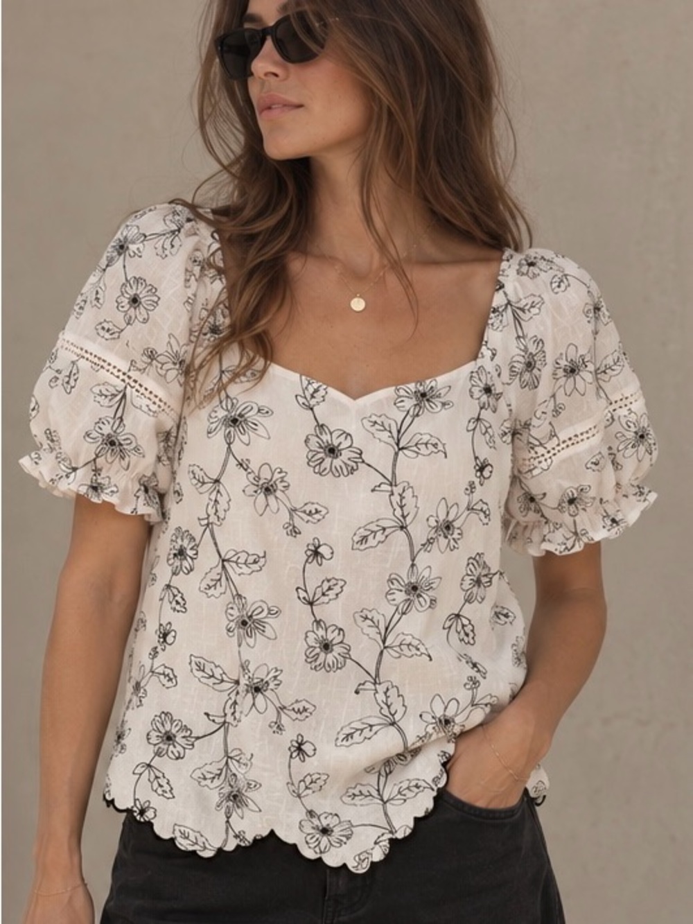 Solitaire for Anthropologie Embroidered Floral Blouse – Size M